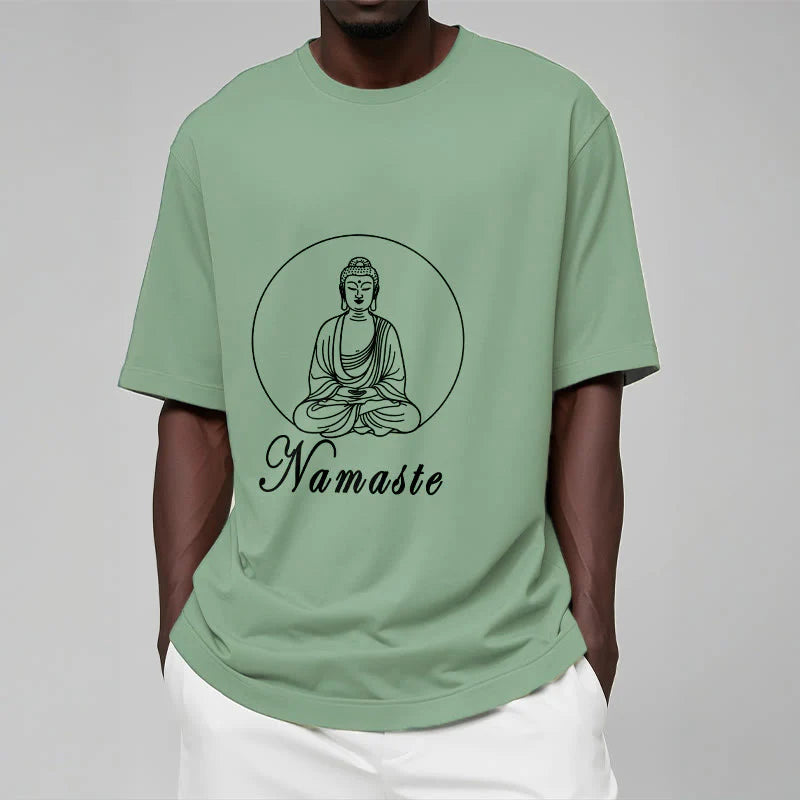 Buddha Stones NAMASTE Buddha Meditating Tee T-shirt