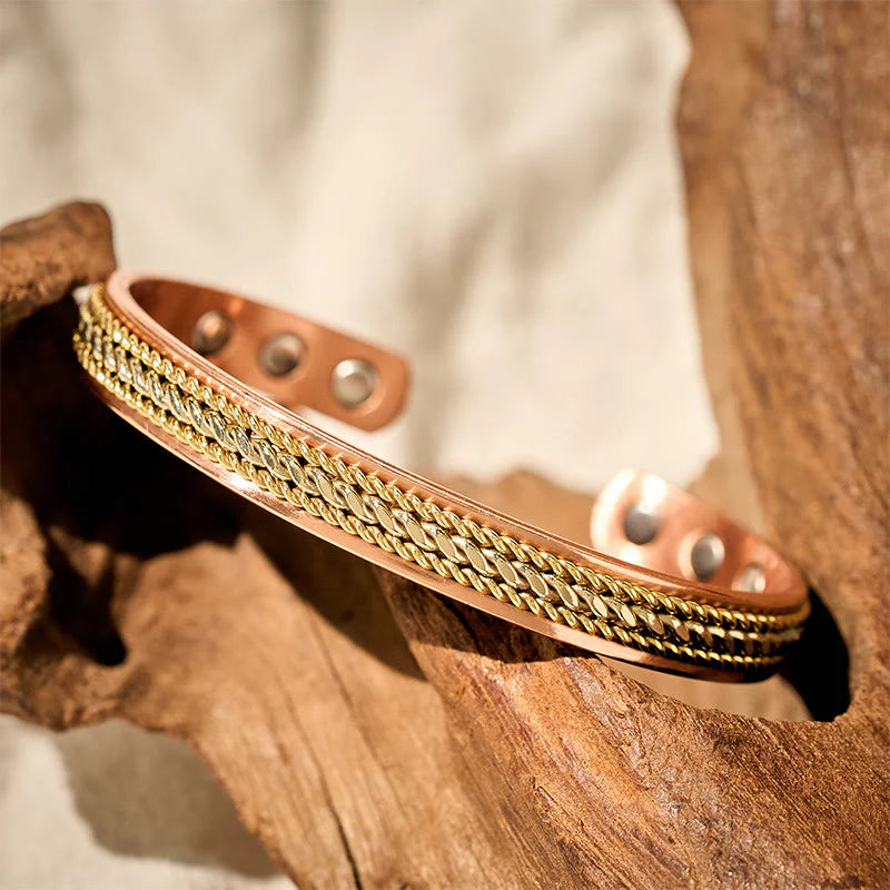 Buddha Stones Retro Twisted Copper Balance Luck Open Adjustable Cuff Bracelet Bangle