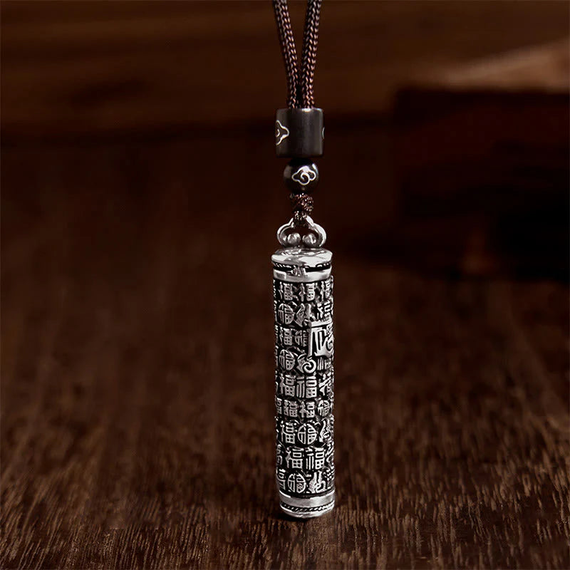Buddha Stones Copper Fu Character Dragon Pattern Balance Pendant Necklace