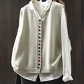 Buddha Stones Colorful Buttons Women's Sleeveless Cotton Knitted Vest Waistcoat