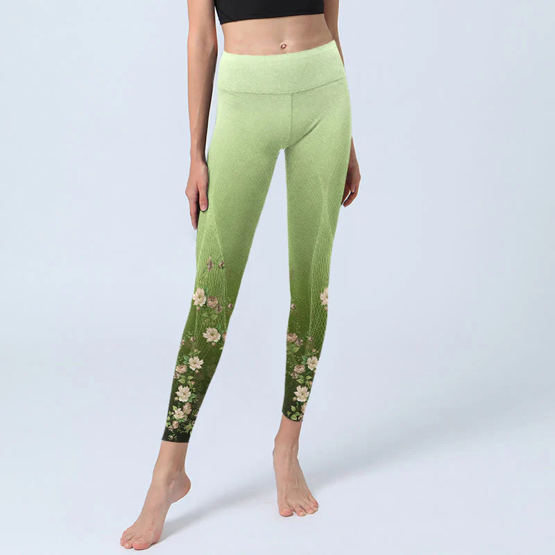 Buddha Stones Rose Lines Pattern Print Gym Leggings Women's Yoga Pants