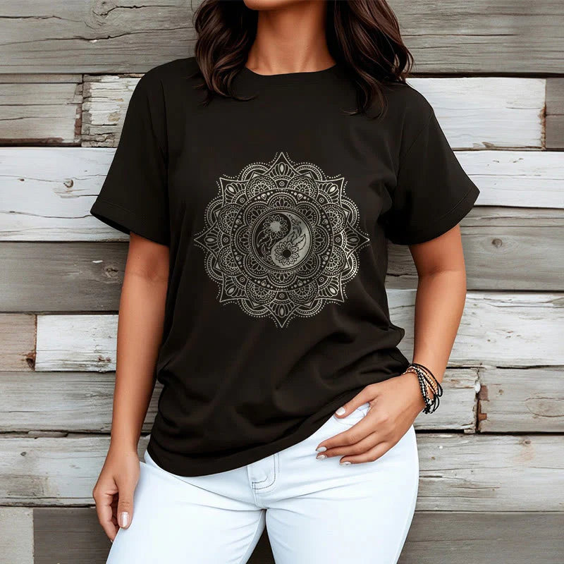 Buddha Stones Mandala YinYang Symbol Pattern Tee T-shirt