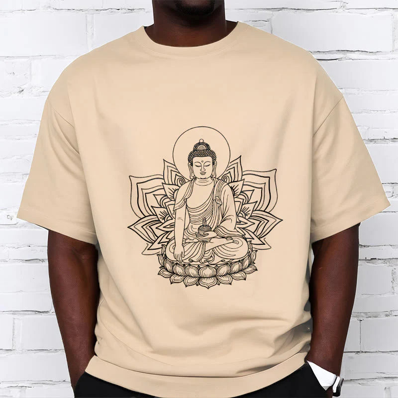 Buddha Stones Medicine Buddha Seated On A Lotus Pedestal Tee T-shirt