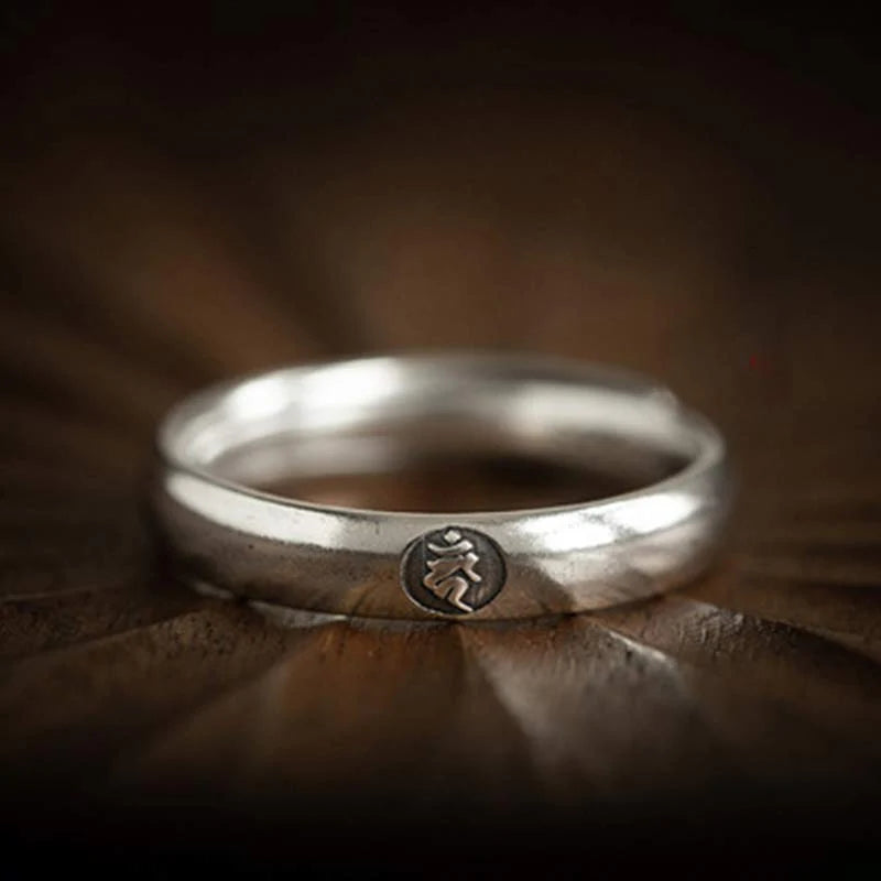Buddha Stones 925 Sterling Silver Chinese Zodiac Natal Buddha Blessing Couple Ring