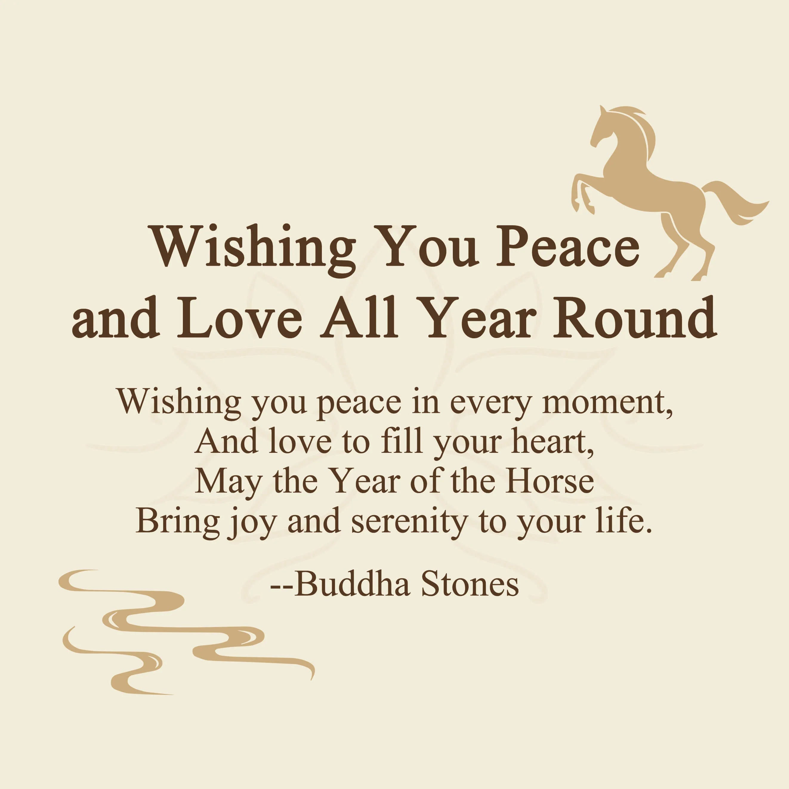 Buddha Stones Wishing You Peace and Love All Year Round Year of the Horse Includes Gift Message Card