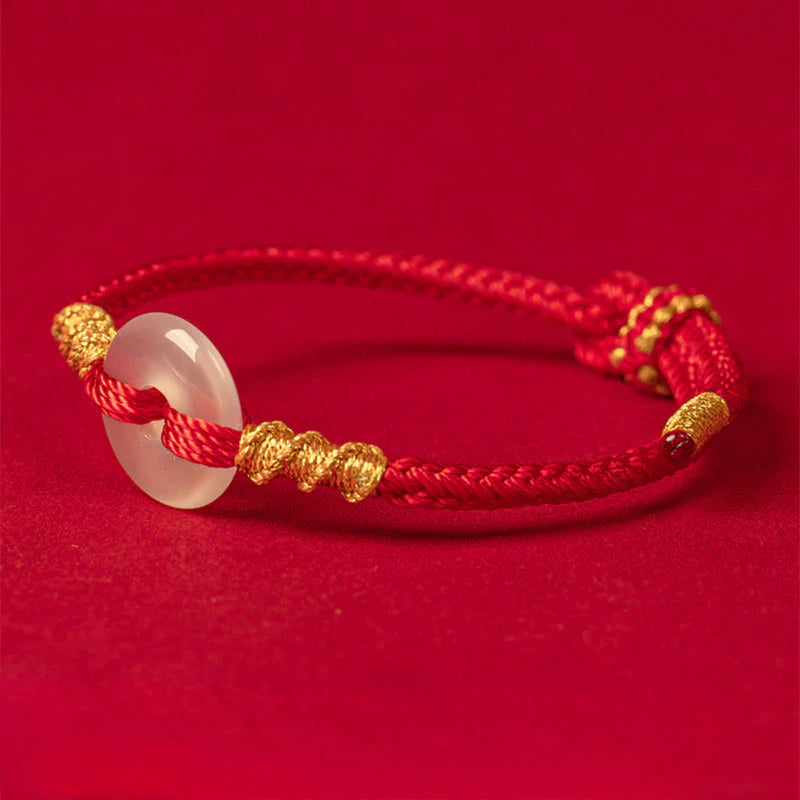FREE Today: Luck and Connection White Chalcedony Peace Buckle Rope Knot Bracelet