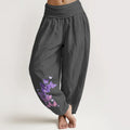 Buddha Stones Pure Cotton Pastel Butterfly Pattern Women's Elastic Waist Harem Pants