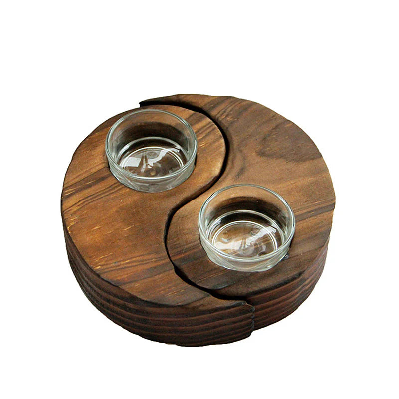 Buddha Stones Yin Yang Wood Candle Holder Meditation Rituals Use Items (Extra 35% Off | USE CODE: FS35)