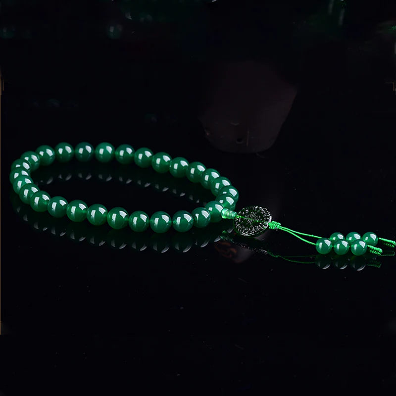 Buddha Stones Natural Green Agate Wrist Mala Manifestation Pocket Mala Car Decoration