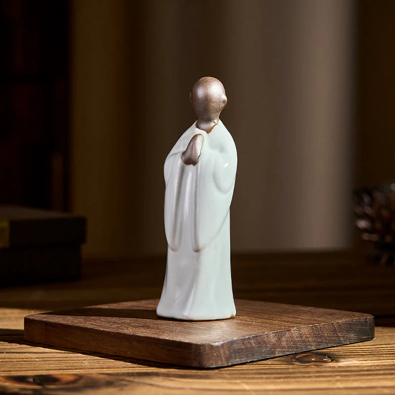 Buddha Stones Meditation Monk Ceramic Statue Serenity Home Decoration