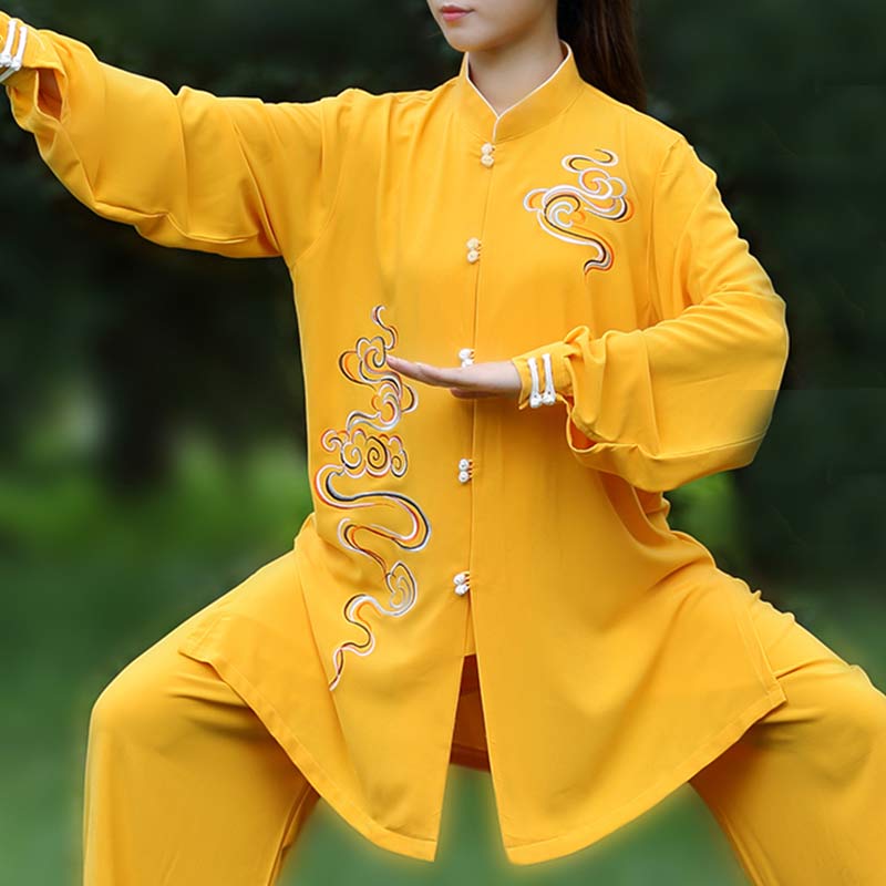 Buddha Stones Auspicious Clouds Embroidery Meditation Prayer Spiritual Zen Tai Chi Qigong Practice Unisex Clothing Set (Extra 30% Off | USE CODE: FS30)