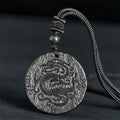 Buddha Stones Carved Dragon Pattern Authentic Shungite Stone Inner Strength Necklace Pendant