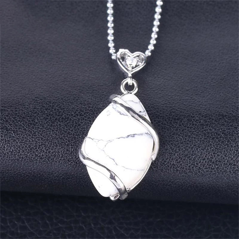 Buddha Stones Marquise Pattern Natural Crystal Stone Charm Necklace Pendant (Extra 35% Off | USE CODE: FS35)