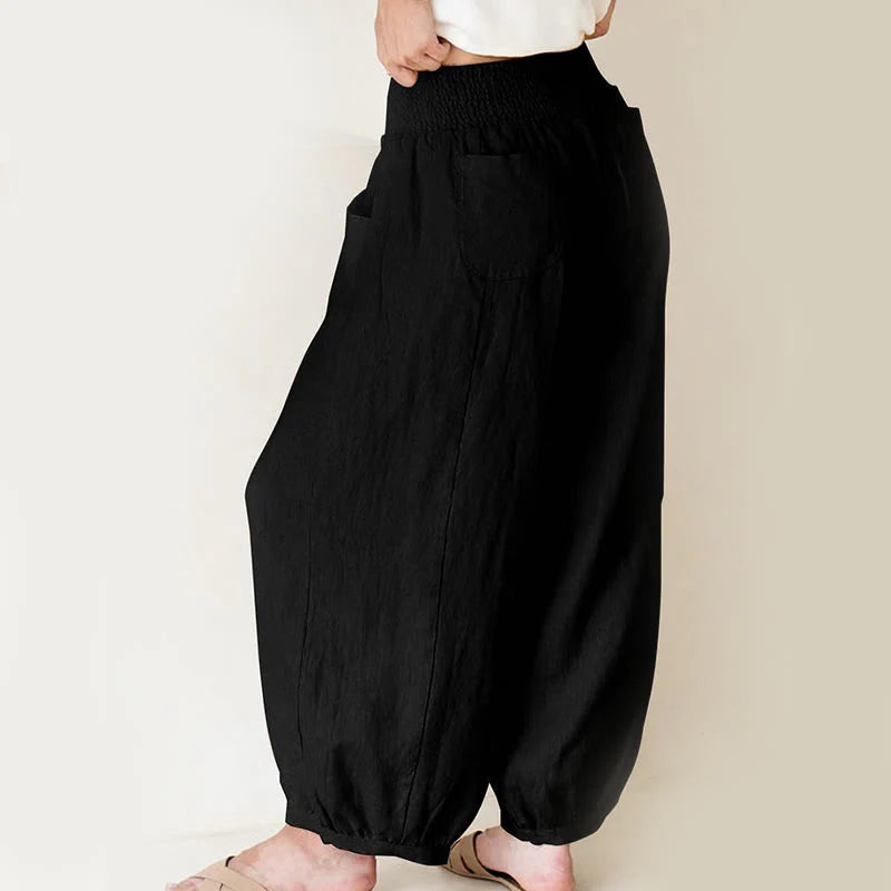 Buddha Stones Plain Color Women's Harem Pants With Pockets