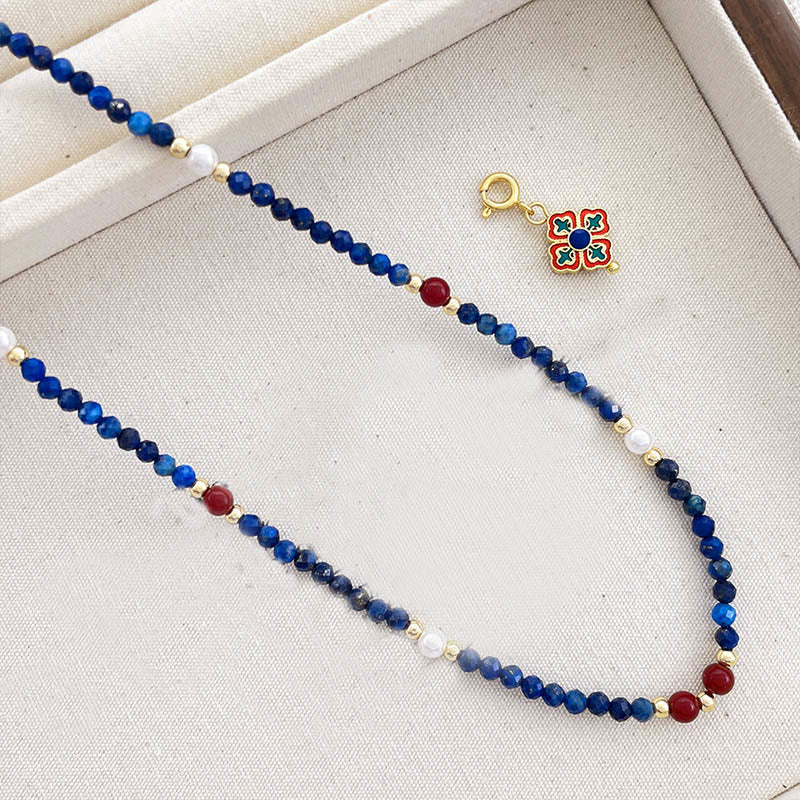 Buddha Stones Lazurite Pearl Positive Necklace Pendant