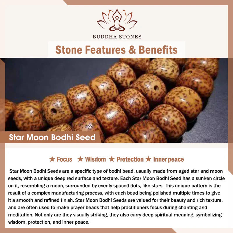 Buddha Stones Year Of The Horse Red Sandalwood Star Moon Bodhi Seed Blessing Key Chain