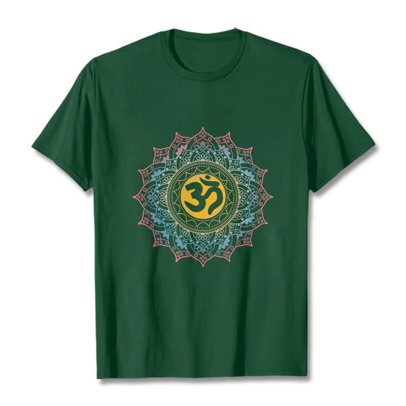 Buddha Stones Color Gradient Mandala OM Pattern Tee T-shirt