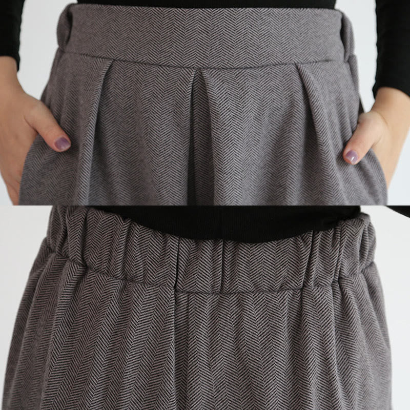 Buddha Stones Plain Elastic Waistband Design Women's 7-8 Length Wide Leg Pants With Pockets