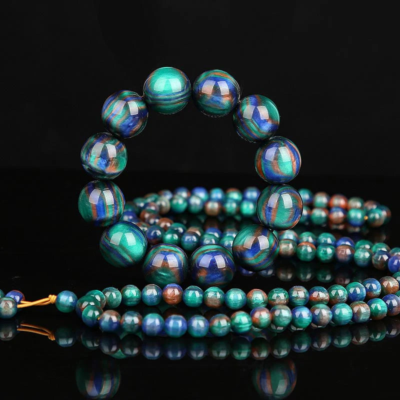Buddha Stones Colorful Sea Willow Mala Positive Bracelet Ring