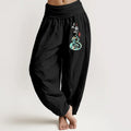 Buddha Stones Pure Cotton Chinese Characters Gourd Pattern Women's Elastic Waist Harem Pants