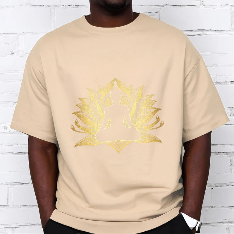 Buddha Stones Golden Lotus Meditation Buddha Tee T-shirt