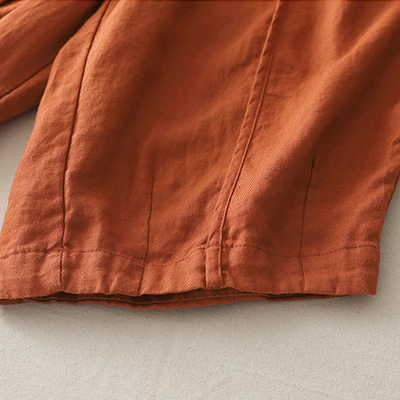 Buddha Stones Casual Plain Solid Color Patchwork Women's Polyester 7-8 Length Wide Leg Pants With Pockets