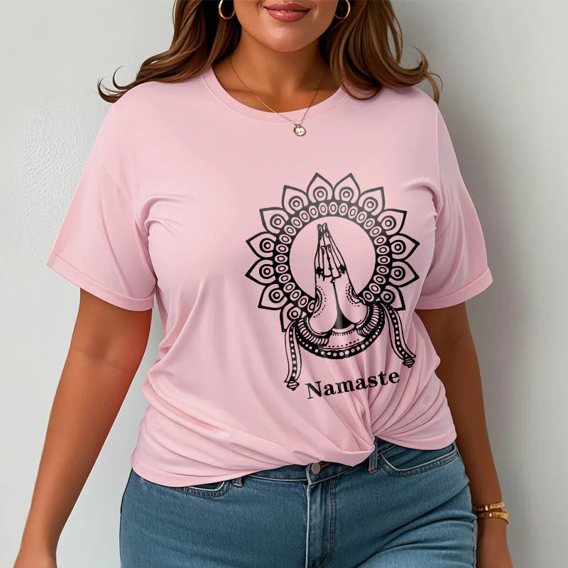 Buddha Stones Namaste Gesture Mandala Pattern Tee T-shirt