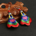 Buddha Stones Handmade Colorful Yi Embroidery Harmony Earrings