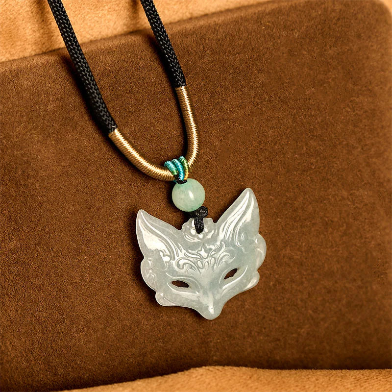 Buddha Stones Fox Mask Prosperity Luck Rope Necklace Pendant