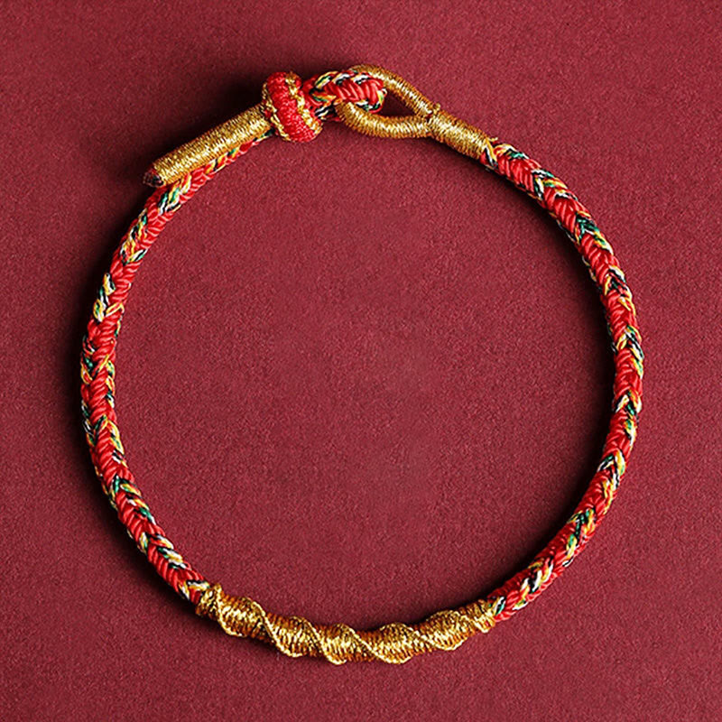 Buddha Stones Handmade Chinese Zodiac Natal Buddha Protection Strength Braided String Bracelet