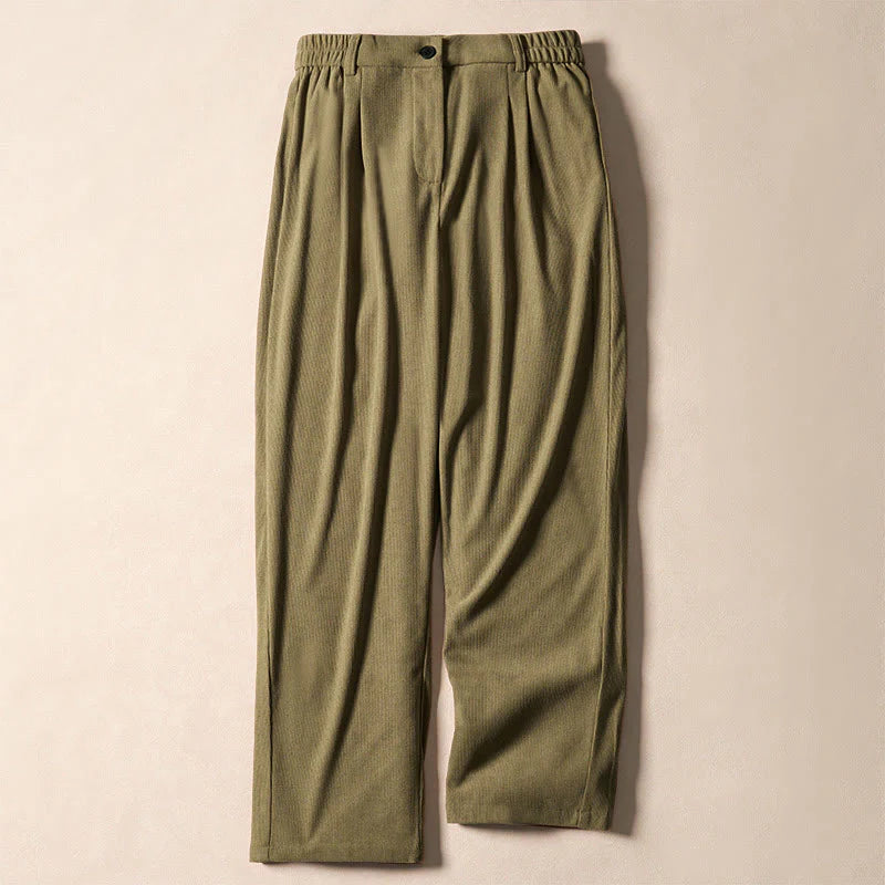 Buddha Stones Commute Fall Corduroy Women's Harem High Waist Pants With Pockets