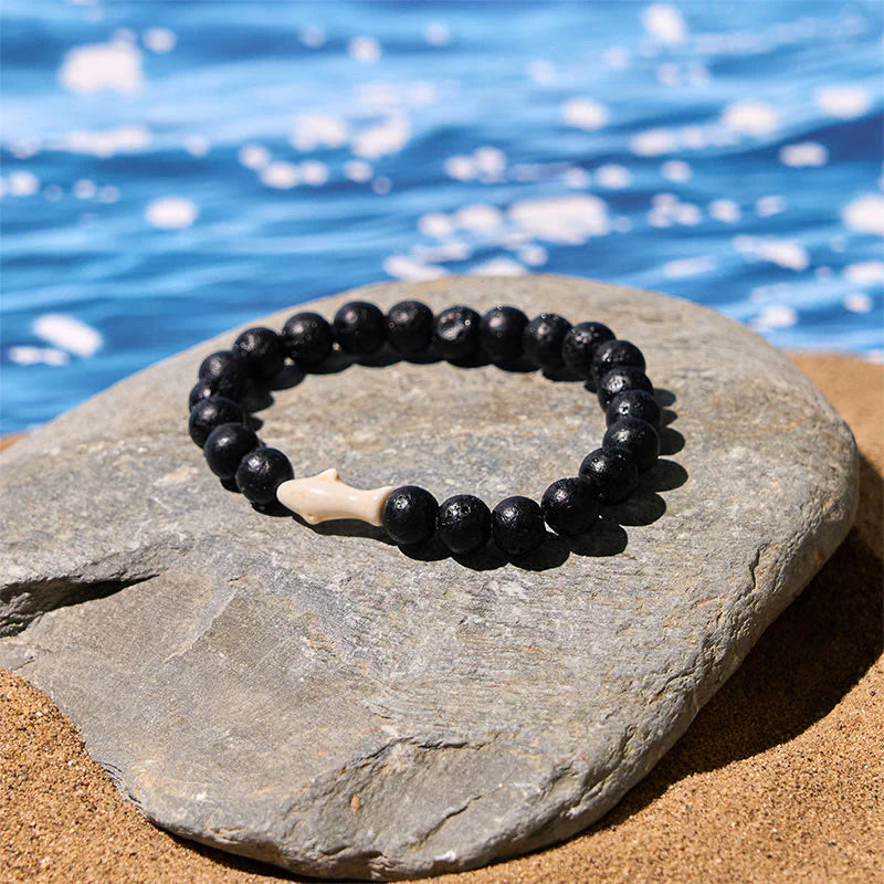 Buddha Stones Natural Agate Stone Shark Wisdom Bracelet