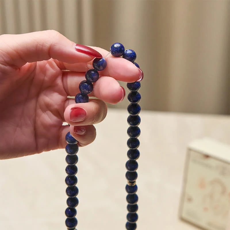 Buddha Stones 108 Beads Lazurite Lotus Symbol Charm Positive Mala