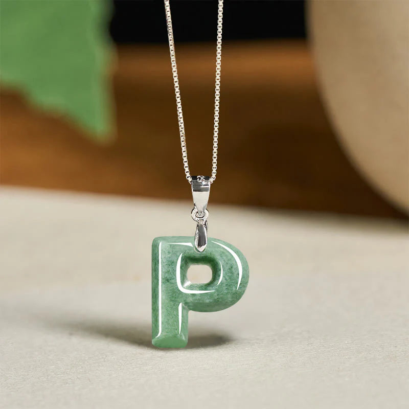 Buddha Stones May You Find Your Own Meaning Natural A-Z Letter Jade 925 Sterling Silver Chain Necklace Includes Gift Message Card