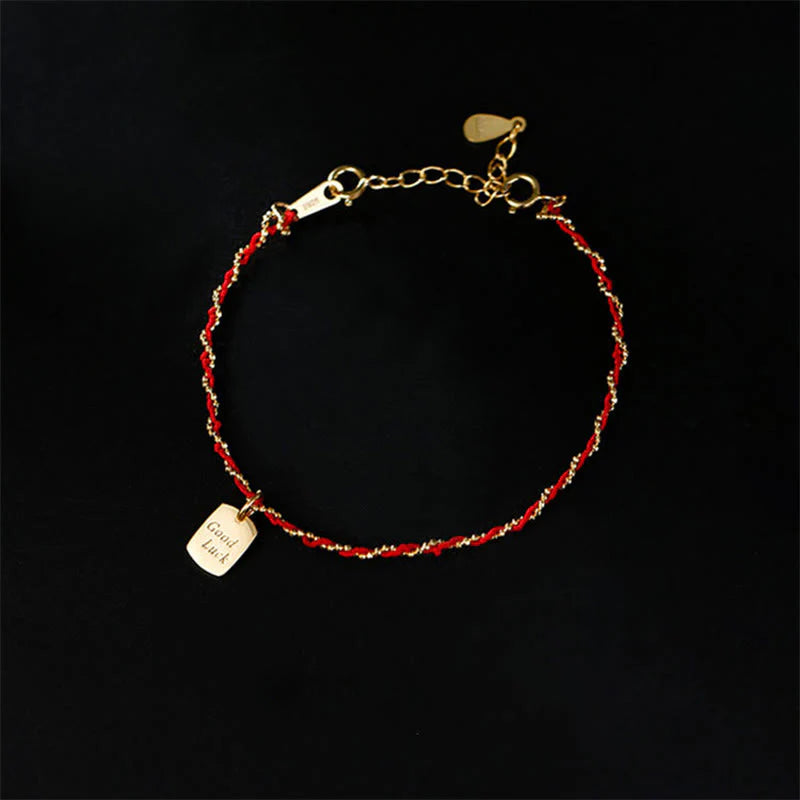 Buddha Stones 925 Sterling Silver Red String Good Luck Bracelet