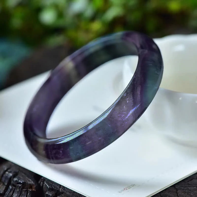 Buddha Stones Natural Fluorite Protection Power Bracelet Bangle-Natural variations; item may differ from photos  (Extra 30% Off | USE CODE: FS30)