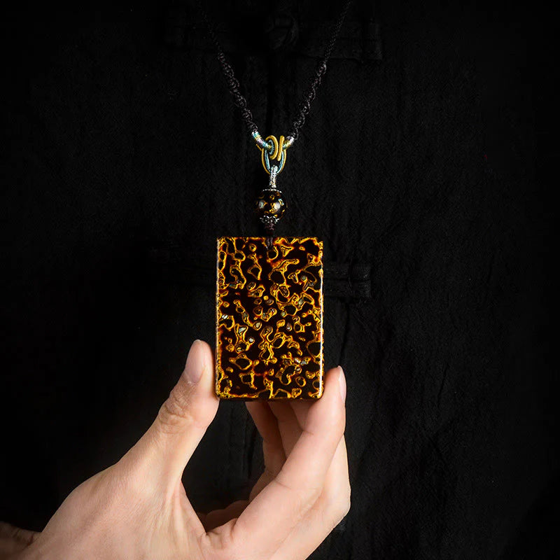 Buddha Stones Handcrafted Lacquer Craft Sandalwood Protection Pendant Necklace