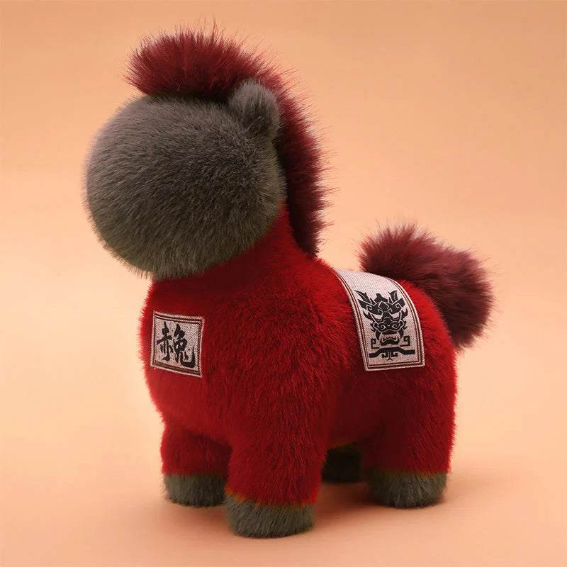 Buddha Stones Year Of The Horse Embroidered Saddle Pad Plush Doll Home Decoration