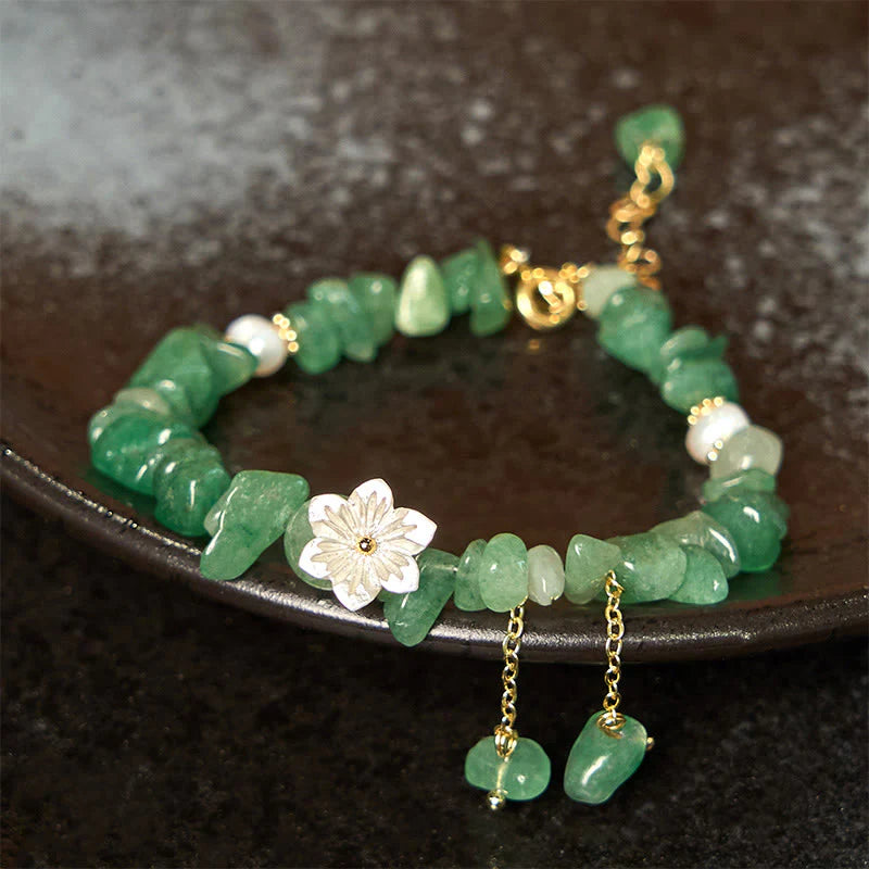 Buddha Stones Natural Strawberry Quartz Green Strawberry Quartz Super Seven Crystal Flower Healing Bracelet