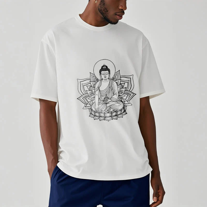 Buddha Stones Medicine Buddha Seated On A Lotus Pedestal Tee T-shirt