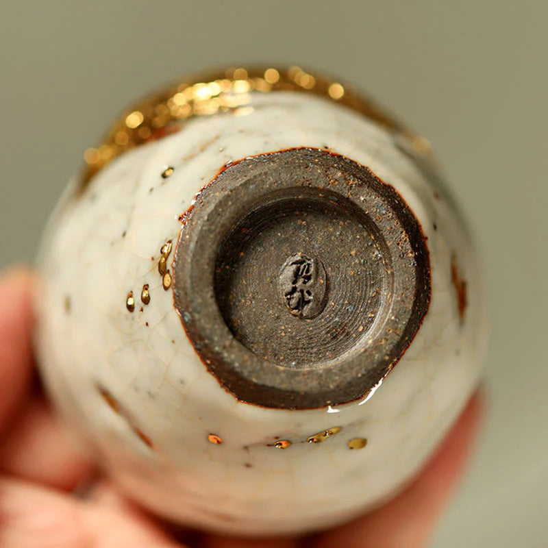 Buddha Stones Handcrafted Golden Arowana Koi Fish Ceramic Teacup Kung Fu Tea Cup Teapot