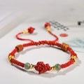 Buddha Stones Year Of The Horse Cinnabar Hetian Jade Red String Blessing Bracelet