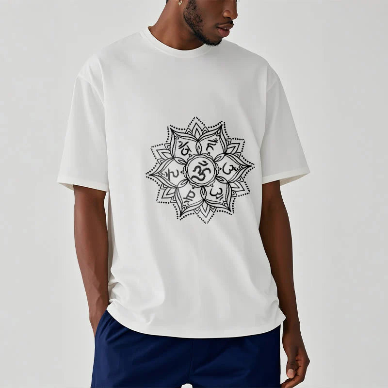 Buddha Stones Mandala Flower Om Mani Padme Hum Sanskrit Mantra Tee T-shirt