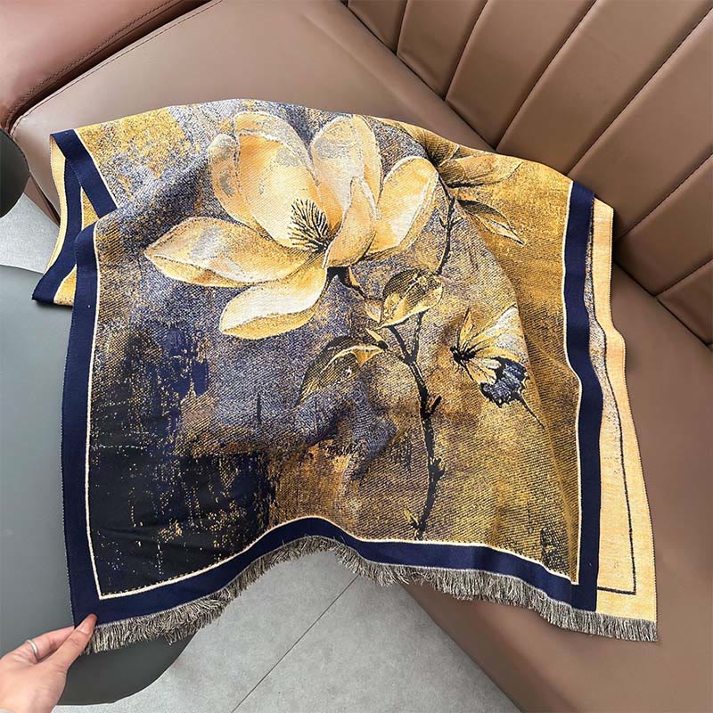 Buddha Stones Winter Magnolia Butterfly Pattern Soft Scarf Shawl