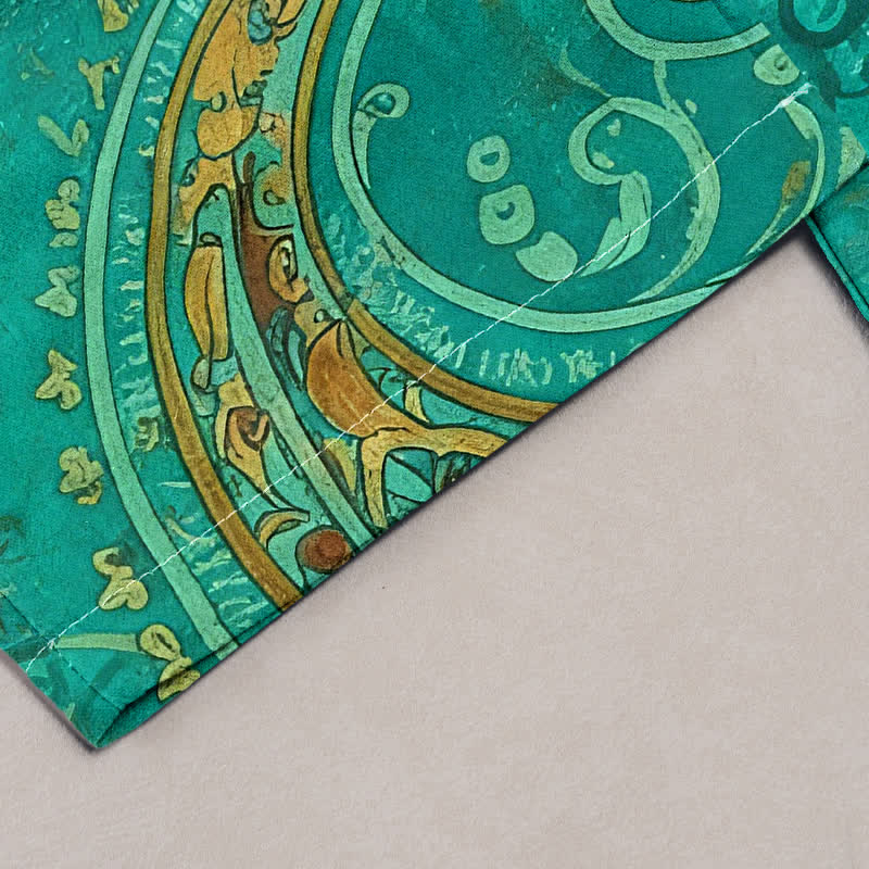 Buddha Stones Cotton Paisley Mandala Pattern Elastic Waist Women's Pants With Pockets