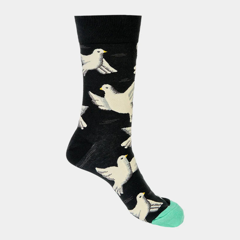 Buddha Stones Doves Pattern Design Men Women Unisex Cotton Crew Socks