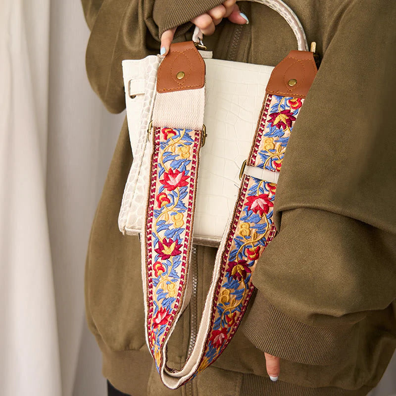 Buddha Stones Bohemian Flower Vine Geometric Embroidery Adjustable Handbags Crossbody Shoulder Bag Purse Straps Replacement