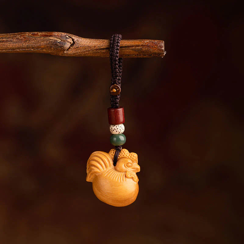 Buddha Stones Year Of The Horse Red Sandalwood Star Moon Bodhi Seed Blessing Key Chain