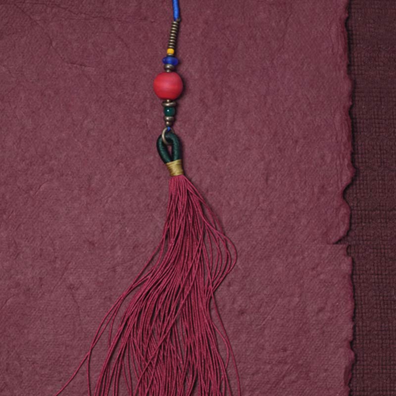 Buddha Stones 108 Mala Beads Bodhi Seed Dzi Bead Peace Tassel Bracelet