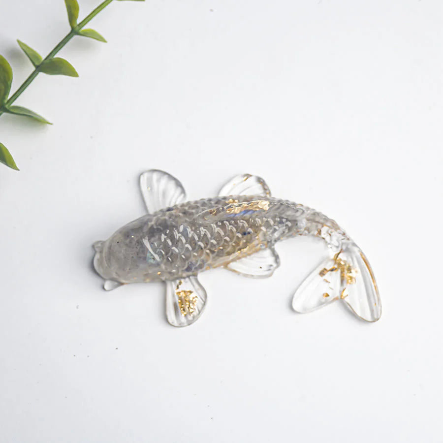 Buddha Stones Koi Fish Crystal Chip Epoxy Resin Luck Decoration